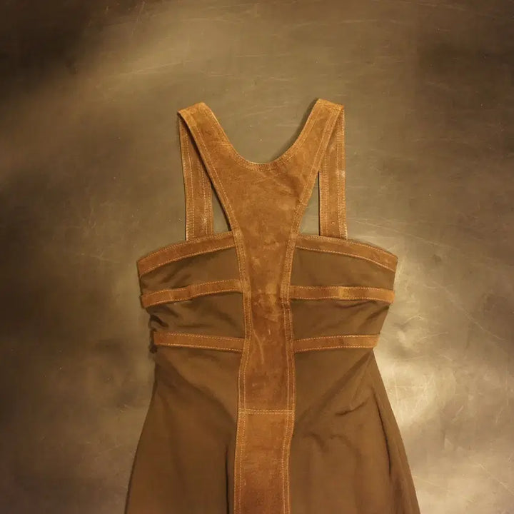 [BUNJANG] Vintage Leather Mini Slip Dress / 1363 가죽빈티지원피스 미니원피스 끈나시원피스 슬립원피스 케주얼원피스