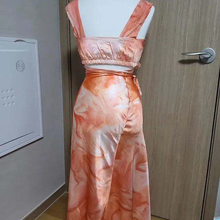 [BUNJANG] Orange Marble Two-Piece Set / 여름 오렌지 투피스 S