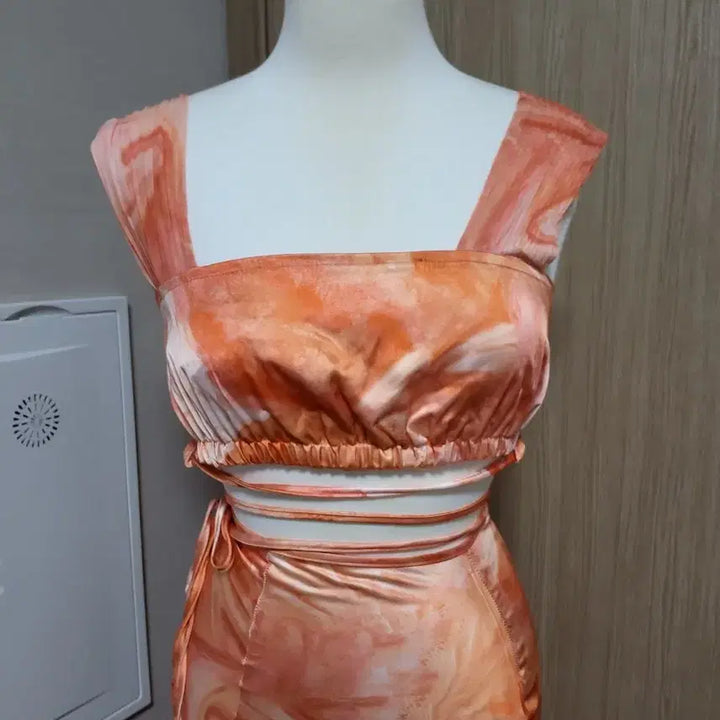 [BUNJANG] Orange Marble Two-Piece Set / 여름 오렌지 투피스 S