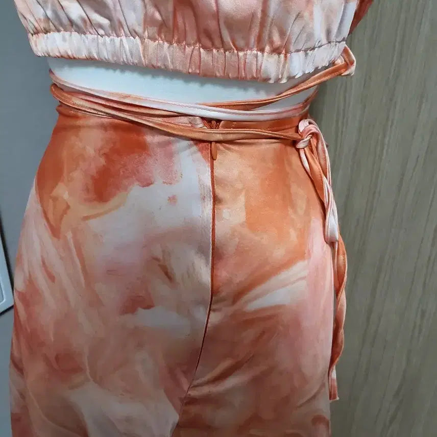 [BUNJANG] Orange Marble Two-Piece Set / 여름 오렌지 투피스 S