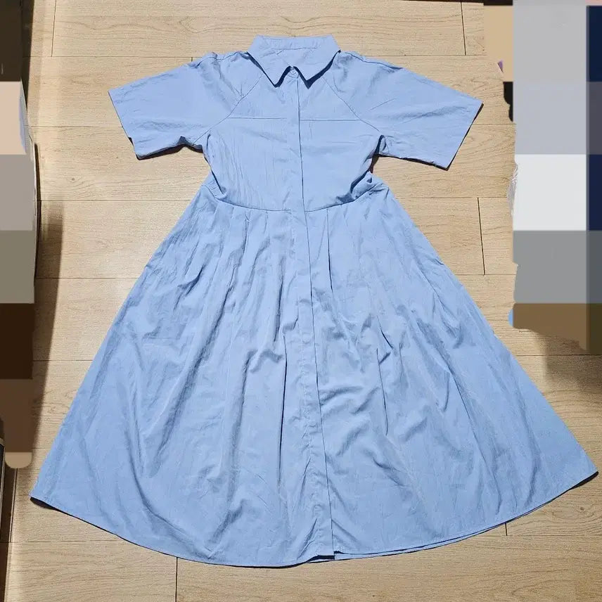 [SOLD OUT] 하늘색 플리츠 반팔 원피스