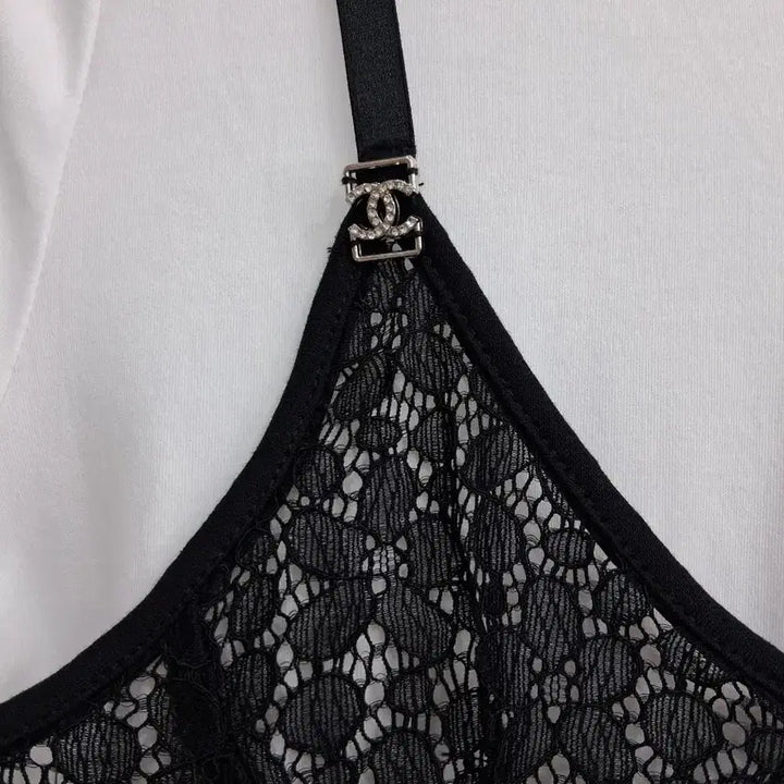[BUNJANG] Lace Bustier T-shirt Set / 레이스 뷔스티에 티셔츠 세트