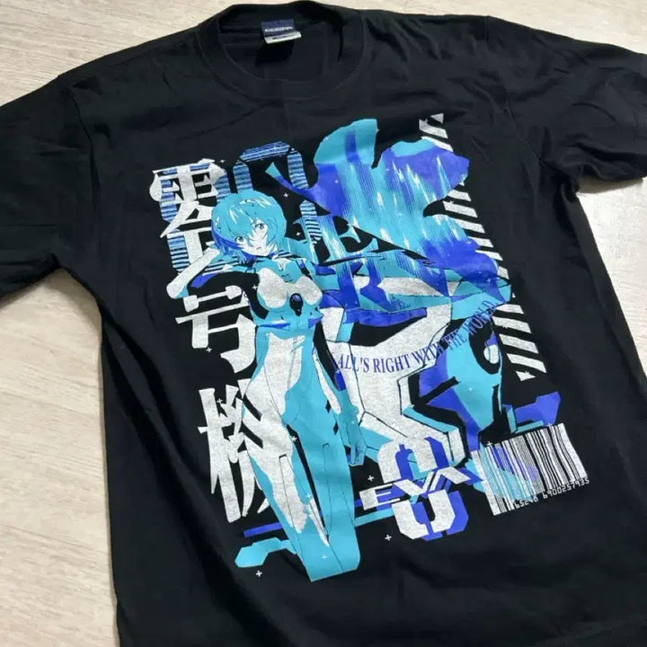 [BUNJANG] Evangelion Rei Ayanami Black T-Shirt / 에반게리온 레이 아야나미 블랙 티셔츠 M