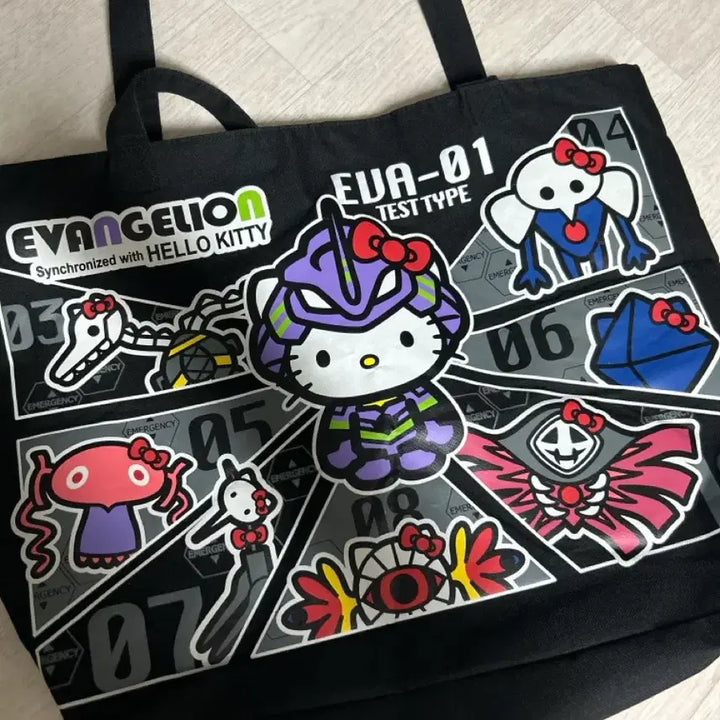 [BUNJANG] Evangelion x Hello Kitty Collaboration Tote Bag / 에반게리온 X 헬로키티 콜라보 토트백