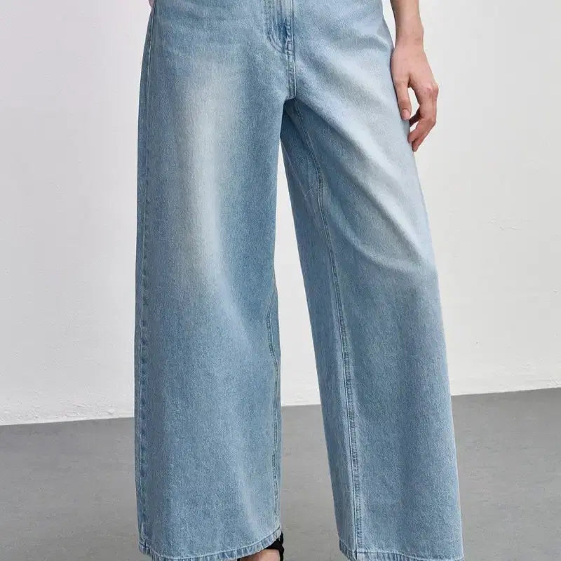 [BUNJANG] Hansum System Belted Wide Denim Pants / 한섬시스템 와이드데님