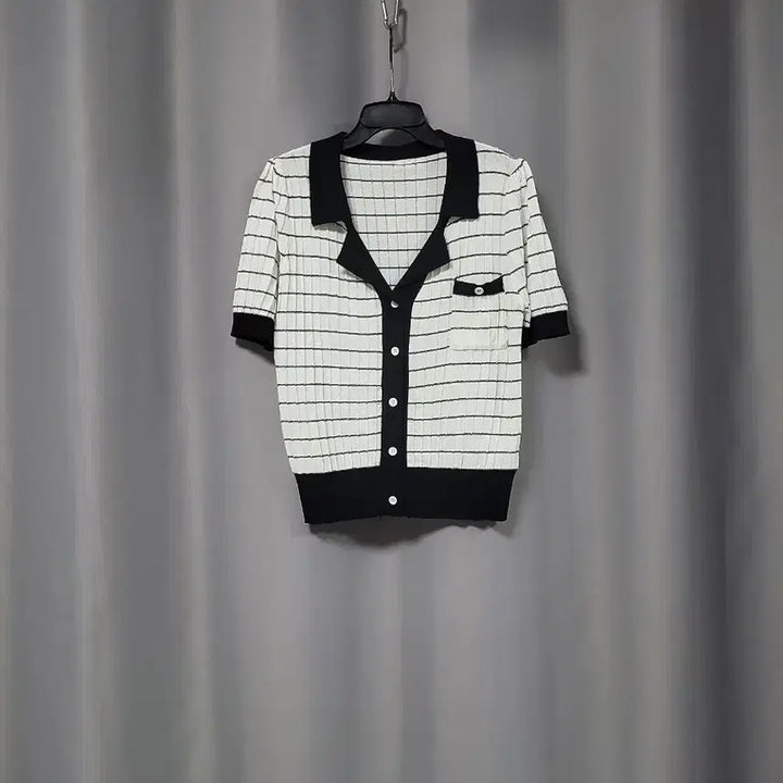 [SOLD OUT] 카라넥 스트라이프  니트 가디건