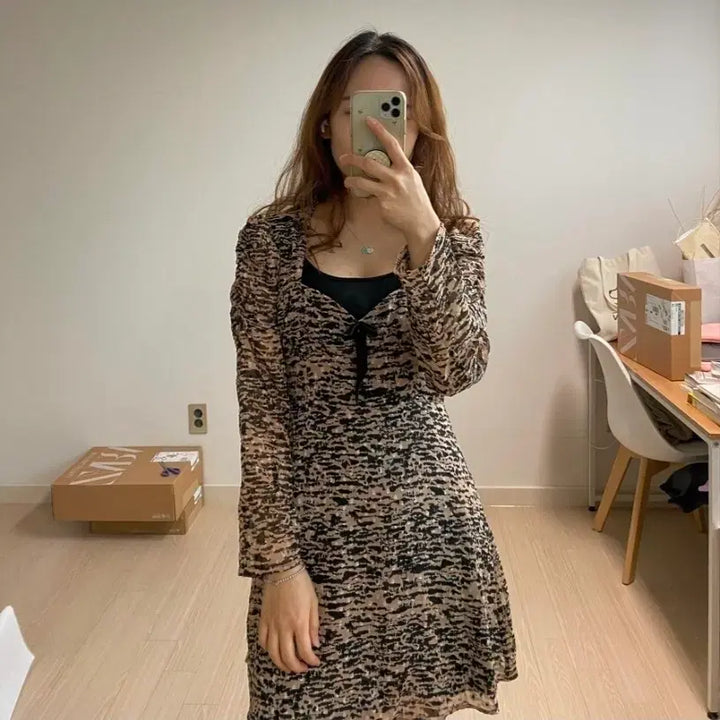[BUNJANG] ZARA Animal Print Mini Dress / 자라 애니멀 프린트 미니 드레스 원피스 S