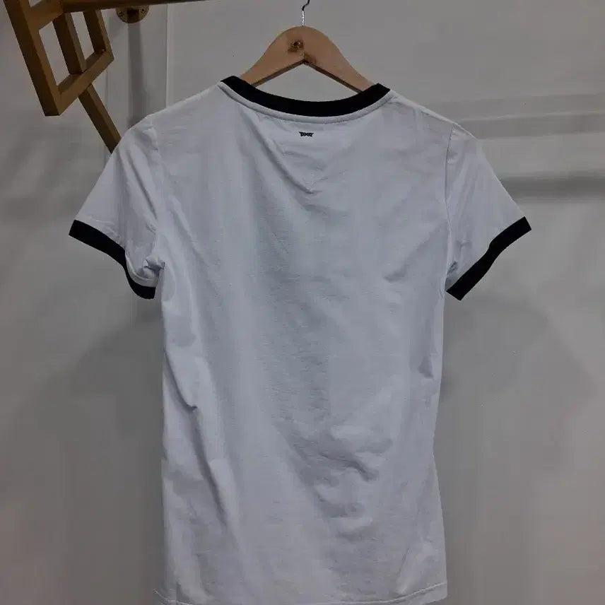 [BUNJANG] White and Black Ringer T-Shirt / 여성  화이트 블랙 링거 반팔 티셔츠