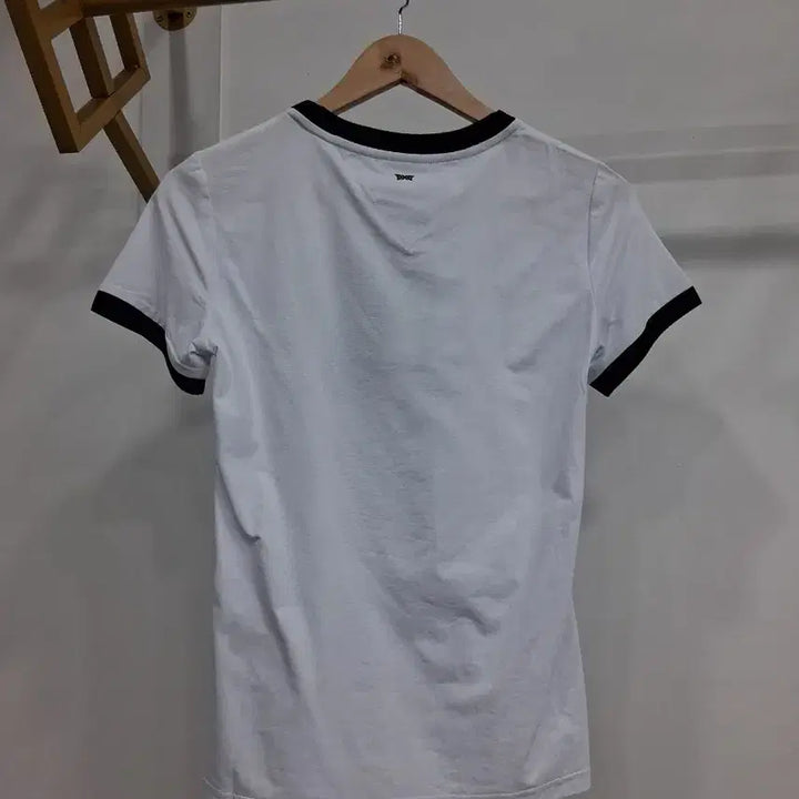 [BUNJANG] White and Black Ringer T-Shirt / 여성  화이트 블랙 링거 반팔 티셔츠