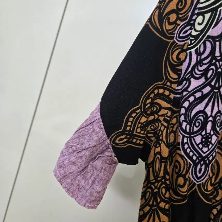 [BUNJANG] Bohemian Style Long Purple Pattern Dress / 보헤미안 스타일 롱 원피스 퍼플 패턴