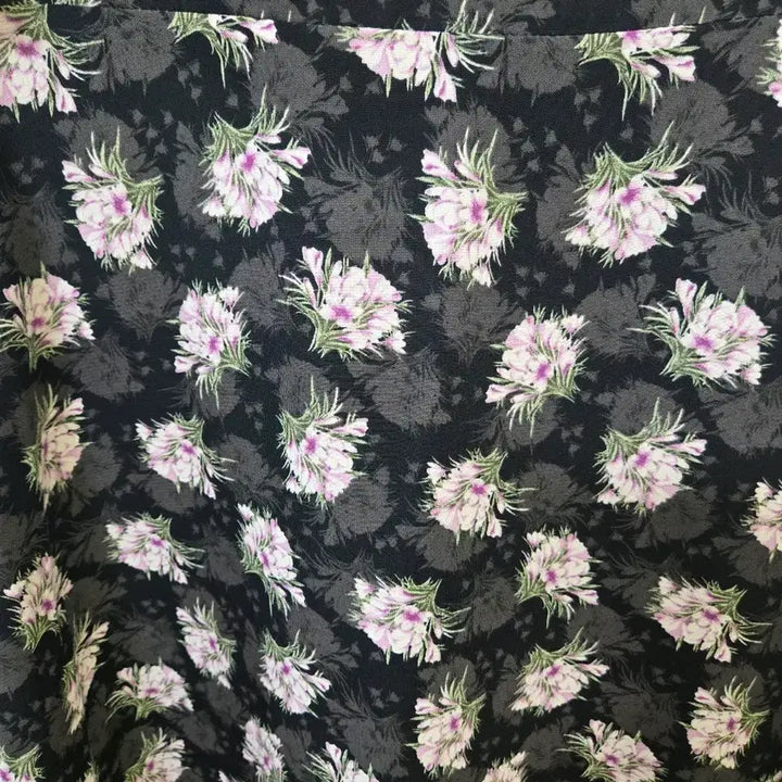[BUNJANG] Black Floral Long Sleeve Dress / 블랙 플라워 롱 원피스 반팔 꽃무늬