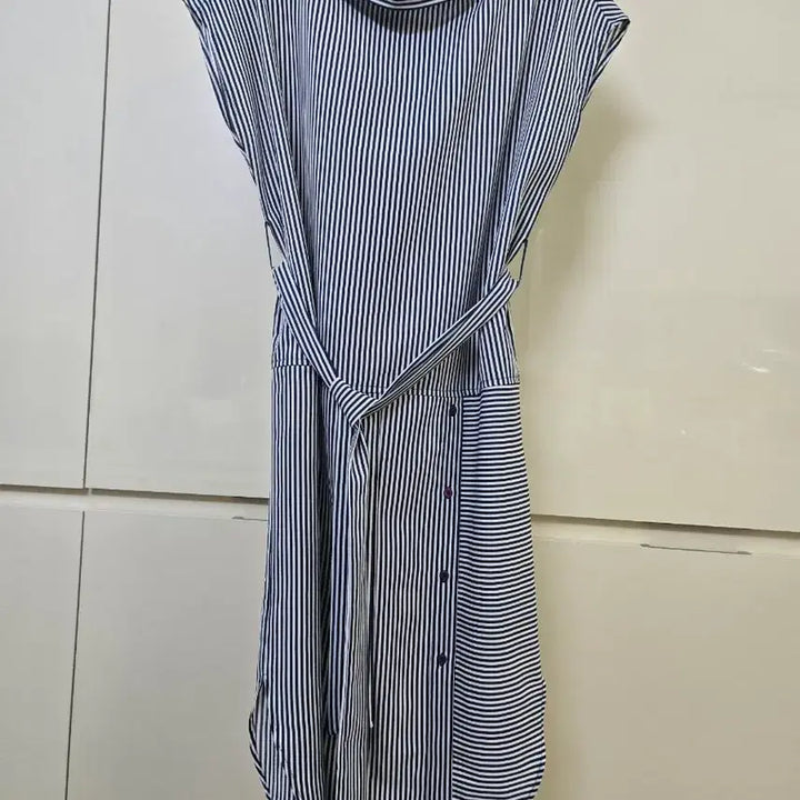 [BUNJANG] Striped Shirt Dress with Belt Set / 스트라이프 셔츠 원피스 벨트 세트