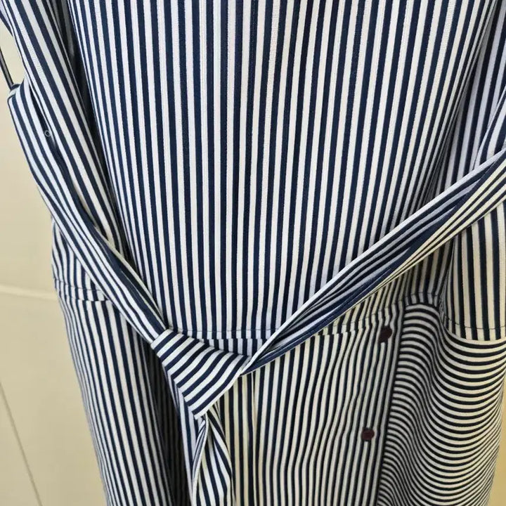 [BUNJANG] Striped Shirt Dress with Belt Set / 스트라이프 셔츠 원피스 벨트 세트