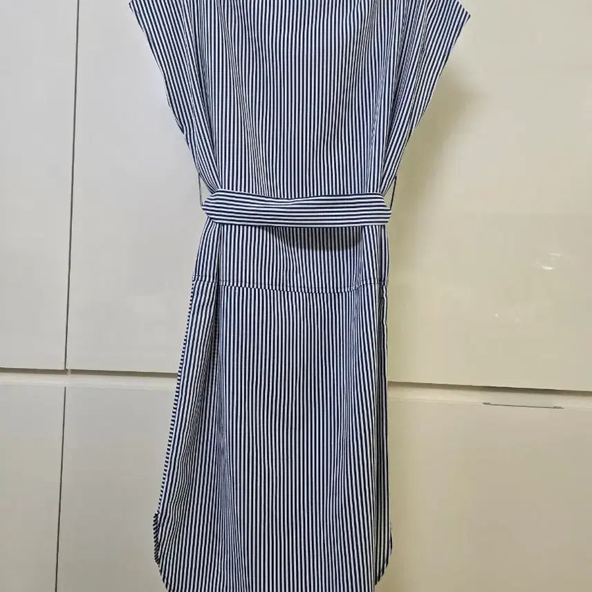 [BUNJANG] Striped Shirt Dress with Belt Set / 스트라이프 셔츠 원피스 벨트 세트