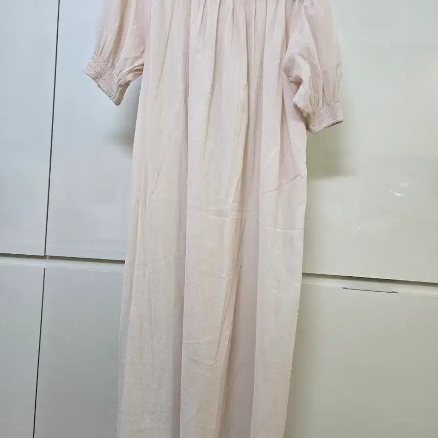 [BUNJANG] Pink Long Dress with Shirring Detail / crko핑크색 롱 원피스 셔링 디테일
