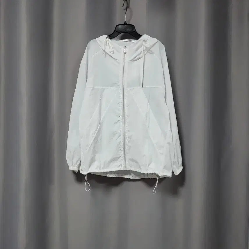 [BUNJANG] White Hooded Zip-Up Windbreaker / 화이트 후드 집업 바람막이