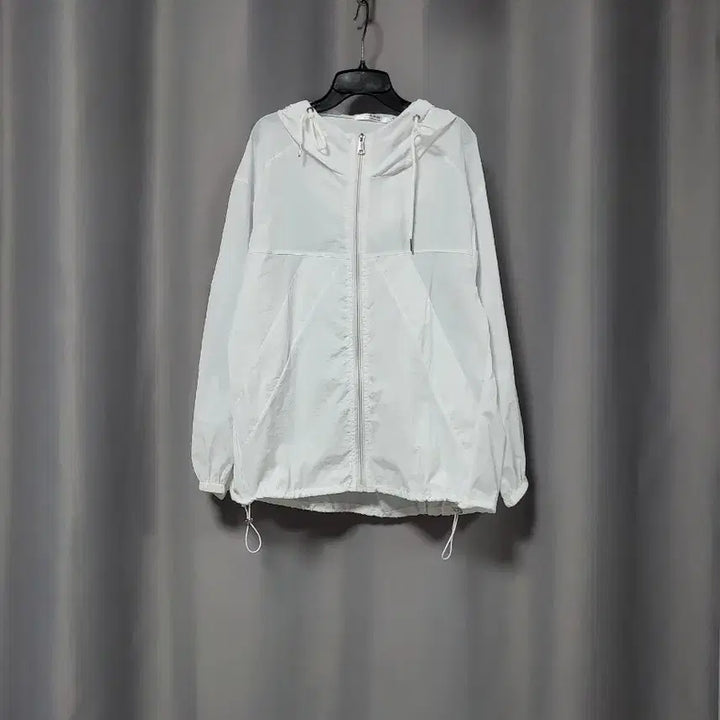[BUNJANG] White Hooded Zip-Up Windbreaker / 화이트 후드 집업 바람막이