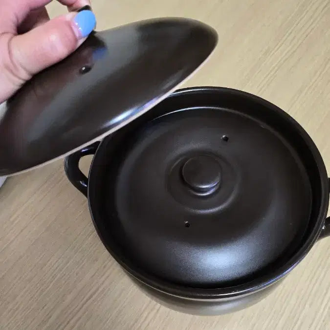 [BUNJANG] Double-Walled Ceramic Container with Lid / 이중도자기