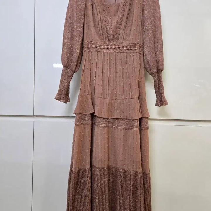 [BUNJANG] Brown Lace Long Dress / 브라운 레이스 롱 원피스