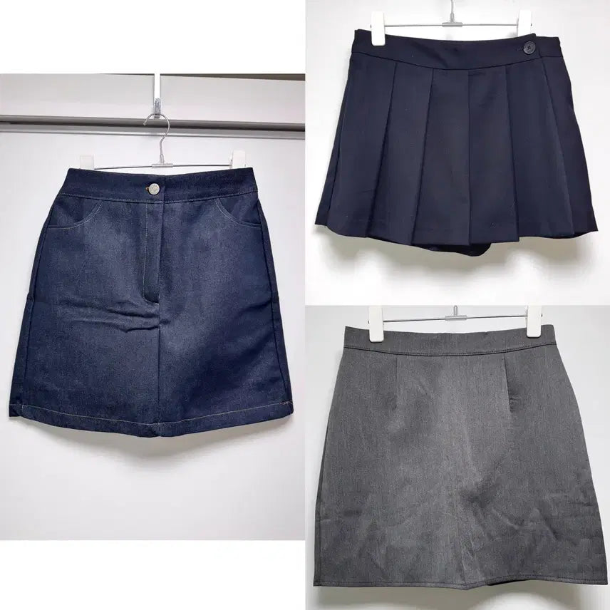[BUNJANG] Denim, Pleated Wrap Skirt, Mini Skirt Bundle (3 Items) / 치마 3종 / 26-27 (새상품)