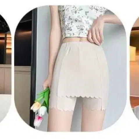 [BUNJANG] Lace Overlay Shorts Skirt / 레이스 덧치마 속바지 스커트 치마바지