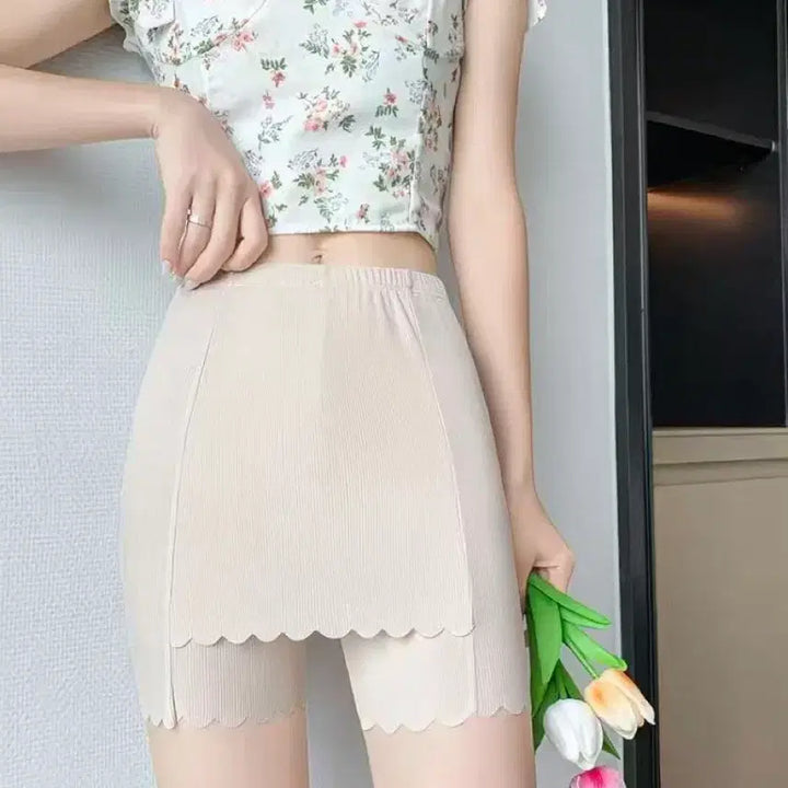 [BUNJANG] Lace Overlay Shorts Skirt / 레이스 덧치마 속바지 스커트 치마바지