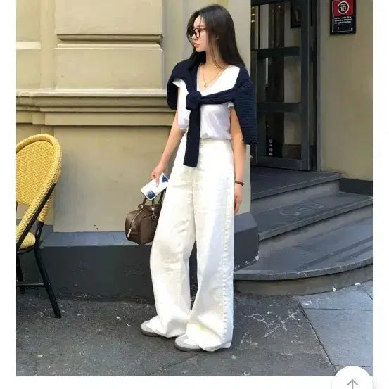 [BUNJANG] Vaydaily Cotton White Wide Pants / 베이델리 코튼 화이트 와이드 팬츠