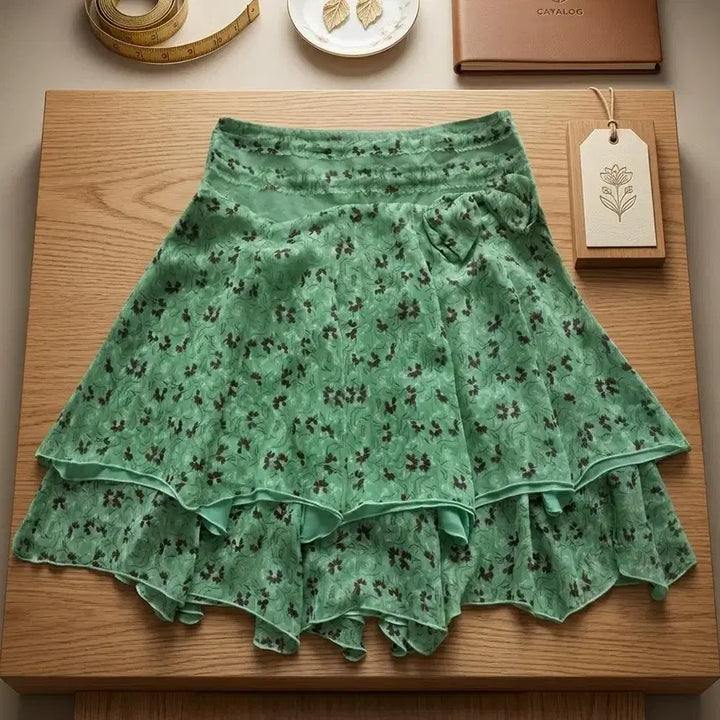 [BUNJANG] Minebridge Floral Chiffon Ruffle Skirt / 마인브리지 플라워 쉬폰 캉캉 스커트 55