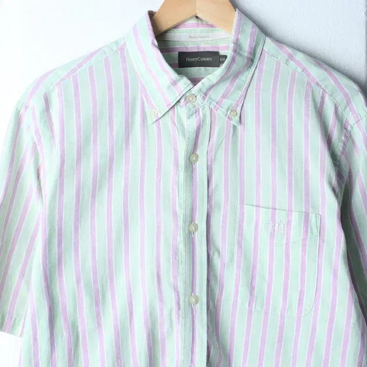 [BUNJANG] Henry Cotton Linen Short Sleeve Polo Shirt / (2XL-3XL) 헨리코튼 반팔 카라 티셔츠 셔츠 남방 린넨-183CE