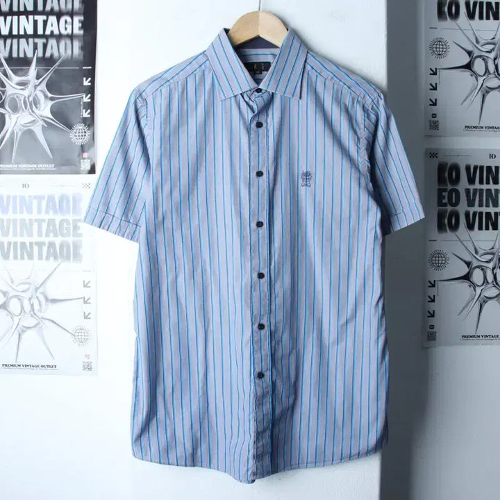 [BUNJANG] Daks Striped Short Sleeve Polo Shirt / (L-XL) 닥스 반팔 카라 티셔츠 셔츠 남방 스트라이프-183D1