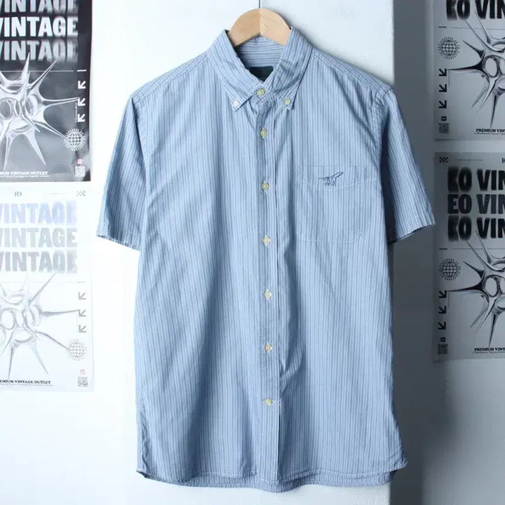 [BUNJANG] Henry Cotton Striped Short-Sleeve Polo Shirt / (L-XL) 헨리코튼 반팔 카라 티셔츠 셔츠 남방 스트라이프-183D3