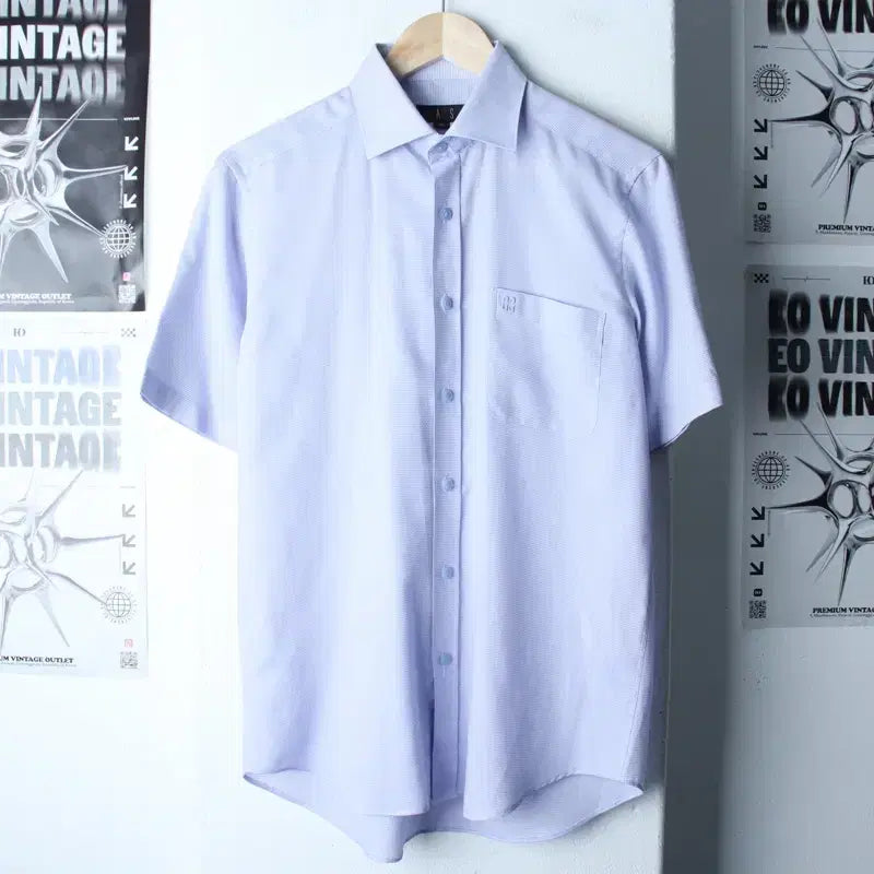 [BUNJANG] Daks Checkered Polo Shirt / (M-L) 닥스 반팔 카라 티셔츠 셔츠 남방 체크 블루-183D8