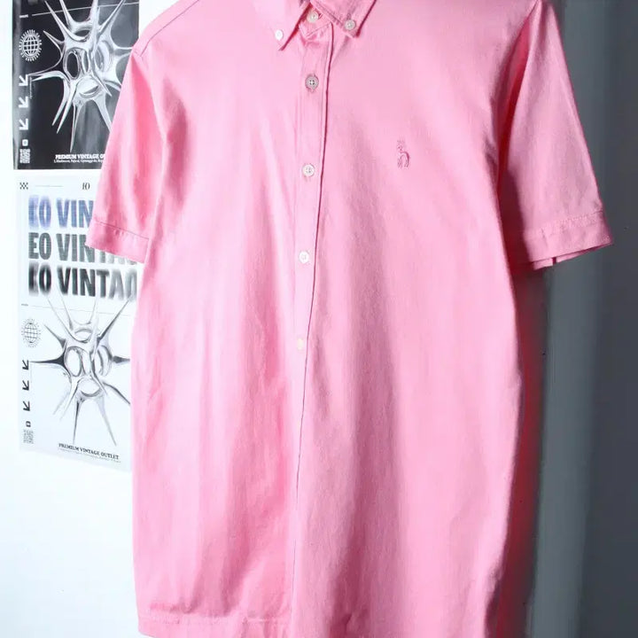 [BUNJANG] Hazzys Pink Solid Cotton Polo Shirt / (L-XL) 헤지스 반팔 카라 티셔츠 셔츠 남방 핑크 무지 면-183DB