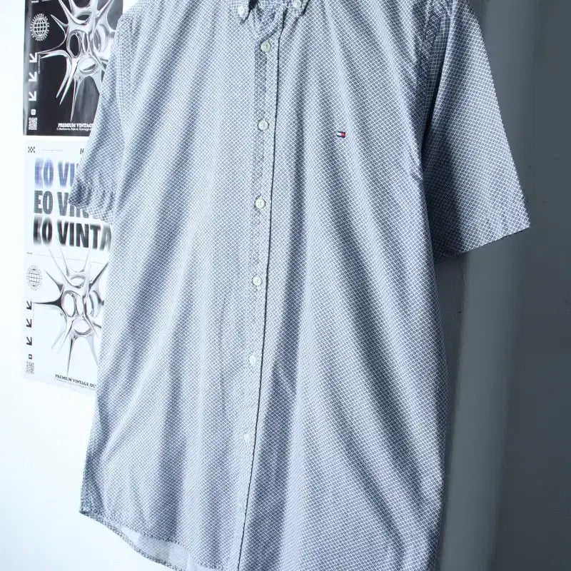 [BUNJANG] Tommy Hilfiger Short Sleeve Polo Shirt / (M-L) 타미힐피거 반팔 카라 티셔츠 셔츠 남방 패턴-183DC