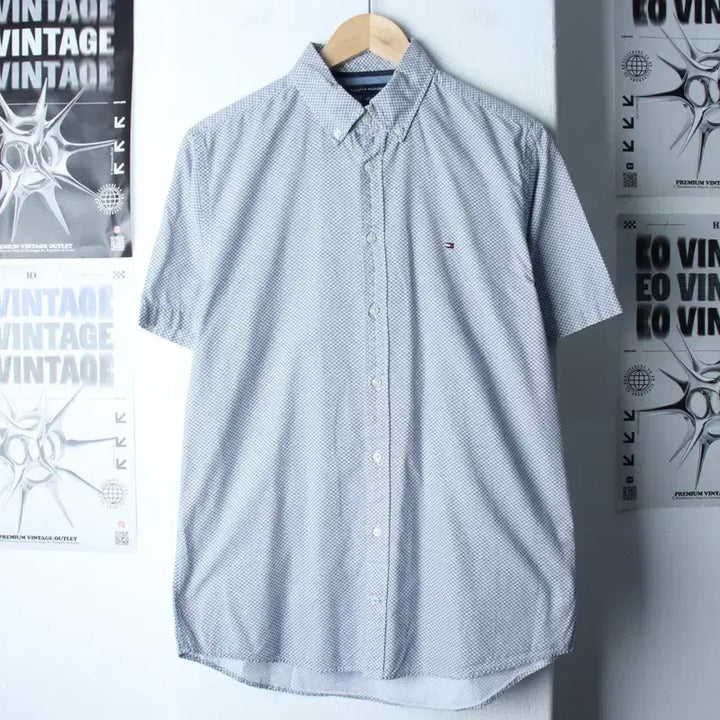 [BUNJANG] Tommy Hilfiger Short Sleeve Polo Shirt / (M-L) 타미힐피거 반팔 카라 티셔츠 셔츠 남방 패턴-183DC