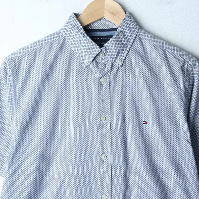 [BUNJANG] Tommy Hilfiger Short Sleeve Polo Shirt / (M-L) 타미힐피거 반팔 카라 티셔츠 셔츠 남방 패턴-183DC