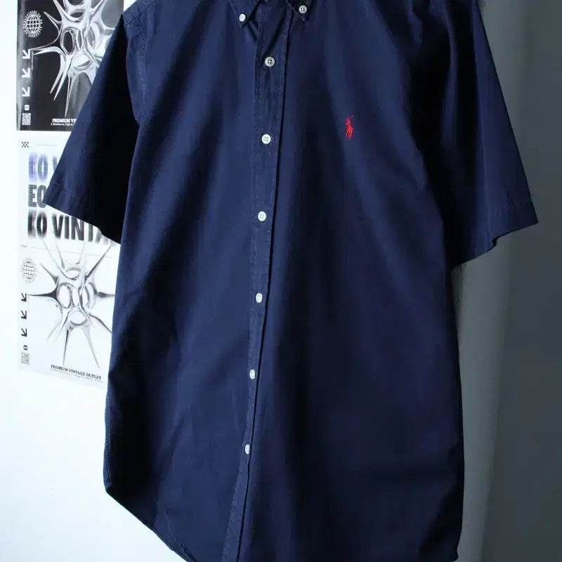 [BUNJANG] Polo Ralph Lauren Short Sleeve Collar Shirt Navy / (S-M) 폴로 랄프로렌 반팔 카라 티셔츠 셔츠 남방 네이비-183DD