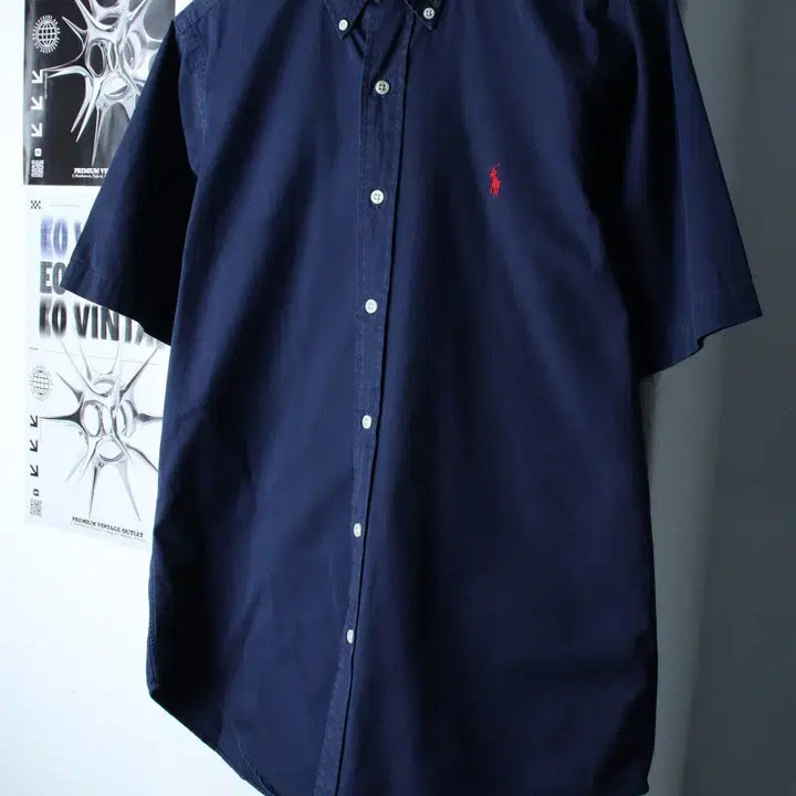 [BUNJANG] Polo Ralph Lauren Short Sleeve Collar Shirt Navy / (S-M) 폴로 랄프로렌 반팔 카라 티셔츠 셔츠 남방 네이비-183DD