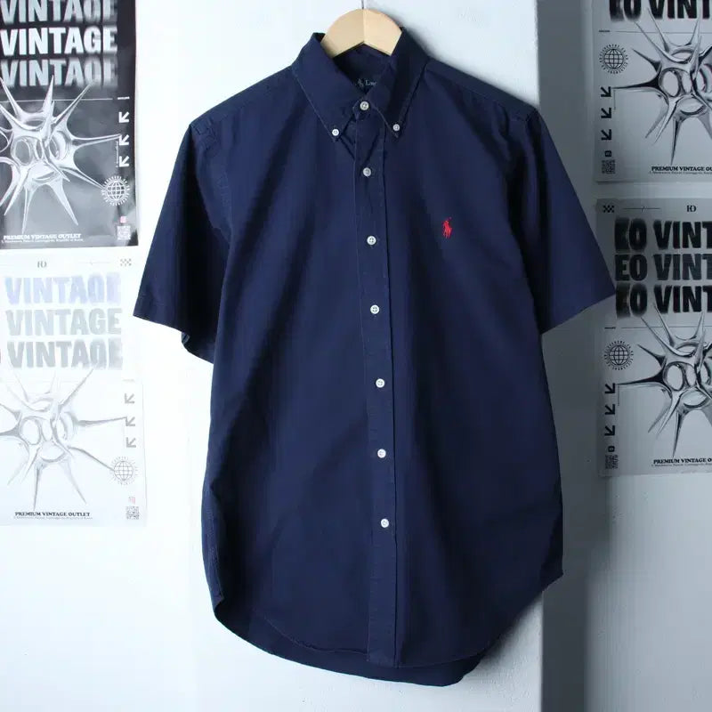 [BUNJANG] Polo Ralph Lauren Short Sleeve Collar Shirt Navy / (S-M) 폴로 랄프로렌 반팔 카라 티셔츠 셔츠 남방 네이비-183DD
