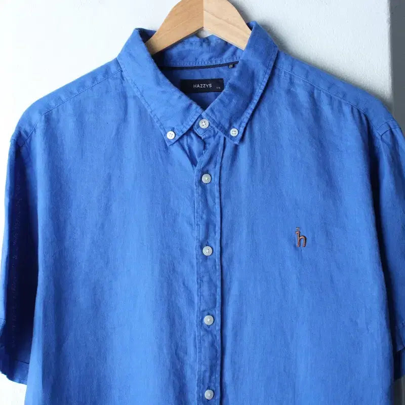 [BUNJANG] Hazzys 3XL Linen Short Sleeve Shirt / (3XL) 헤지스 반팔 카라 티셔츠 셔츠 남방 빅사이즈 린넨-183E2