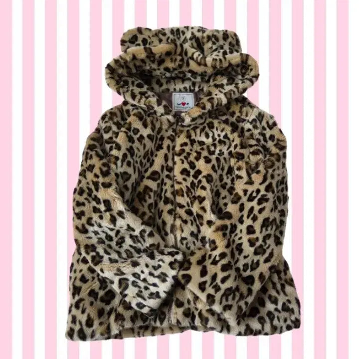 [BUNJANG] WC Gyaru Kumamimi Leopard Hooded Zip-up / WC 갸루 쿠마미미 곰돌이귀 호피 레오파드 후드집업
