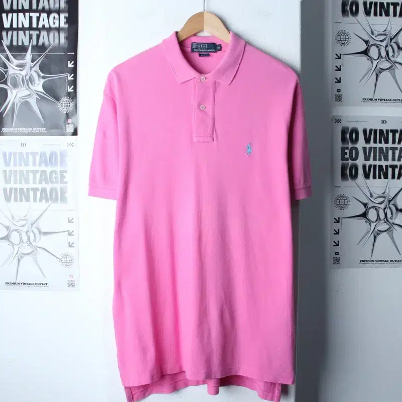 [BUNJANG] Polo Ralph Lauren Pink Big Size Polo Shirt / (L-2XL) 폴로 랄프로렌 반팔 카라 티셔츠 빅사이즈 핑크-183EA