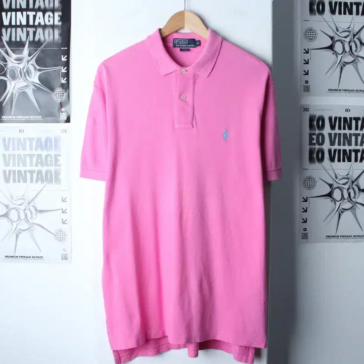 [BUNJANG] Polo Ralph Lauren Pink Big Size Polo Shirt / (L-2XL) 폴로 랄프로렌 반팔 카라 티셔츠 빅사이즈 핑크-183EA