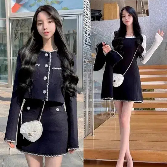 [BUNJANG] Mayyun Tweed Set (Navy) - XL / 메이윤 트위드 자켓/스커트 셋업-네이비색상(xl)