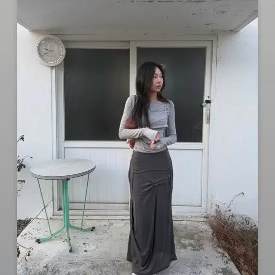 [BUNJANG] Flare Up Asymmetrical Draped Long Skirt / 플레어업 Asymmetrical Draped Long Skirt (FL-
