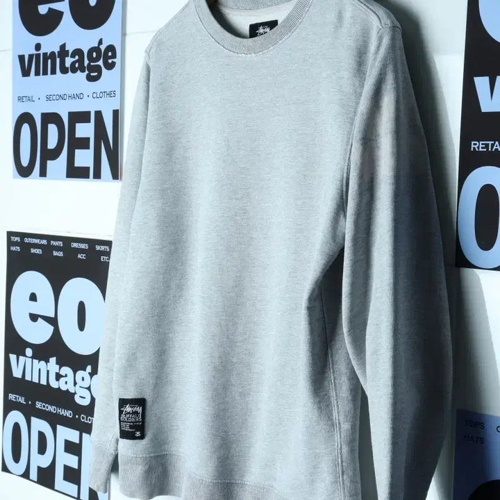 [BUNJANG] Stussy Crewneck Gray T-shirt / (M-L) 스투시 맨투맨 티셔츠 그레이 올드스쿨 스트릿-183A3