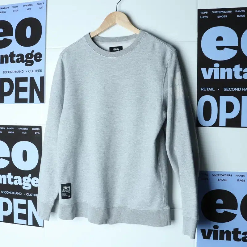 [BUNJANG] Stussy Crewneck Gray T-shirt / (M-L) 스투시 맨투맨 티셔츠 그레이 올드스쿨 스트릿-183A3