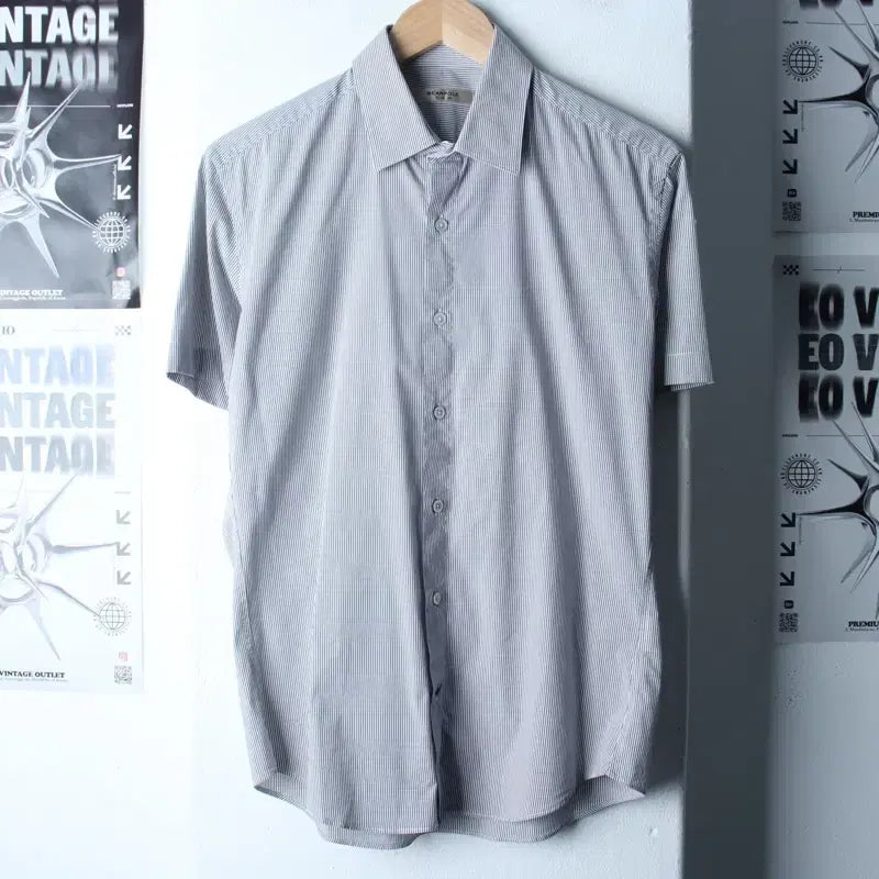 [BUNJANG] Beanpole Striped Polo Shirt / (M) 빈폴 반팔 카라 티셔츠 셔츠 남방 스트라이프 그레이-183A5