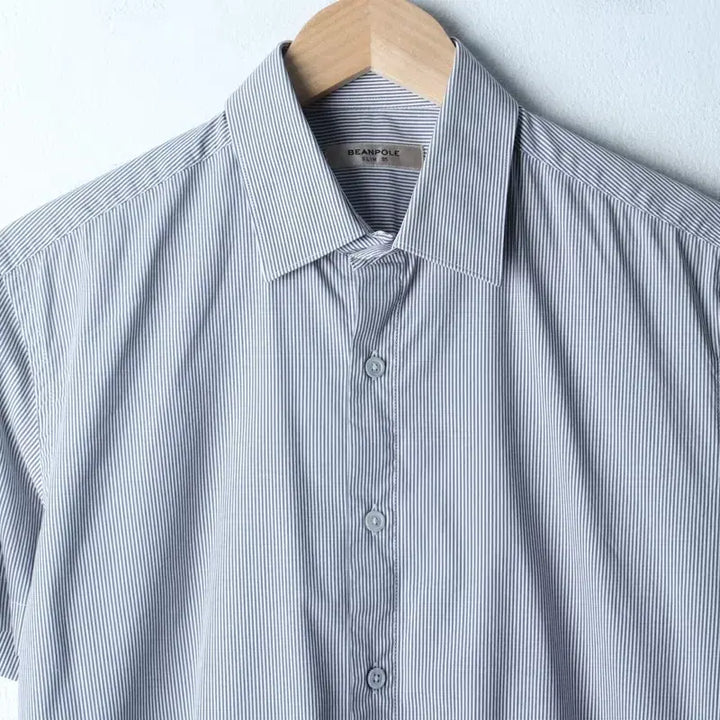 [BUNJANG] Beanpole Striped Polo Shirt / (M) 빈폴 반팔 카라 티셔츠 셔츠 남방 스트라이프 그레이-183A5