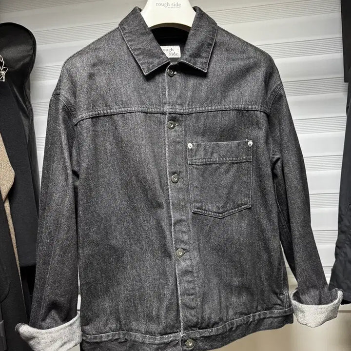 [BUNJANG] Luffside Drape Denim Jacket Black 1 Size / [러프사이드] 드레이프 데님 자켓 블렉 1 size